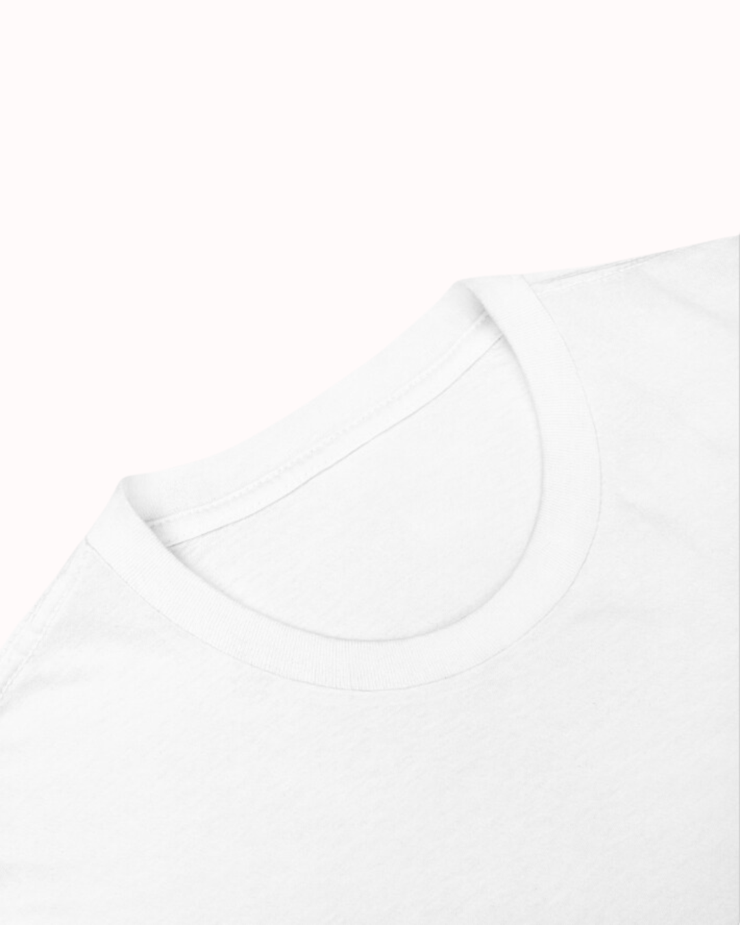 Close-up of a White t-shirt showcasing its clean neckline and a visible seam, emphasizing the high-quality fabric. Perfect for fans of funny merchandise, bold humor, and witty sarcasm.