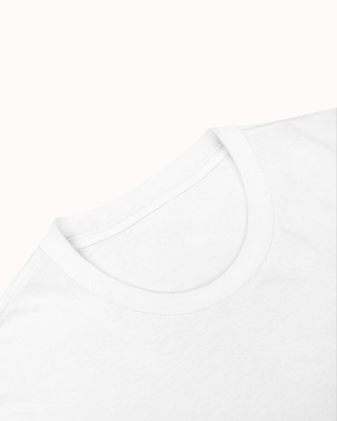 Close-up of a white neck T-Shirt showcasing its clean neckline and a visible seam, emphasizing the high-quality fabric. Perfect for fans of funny merchandise, bold humor, and witty sarcasm.