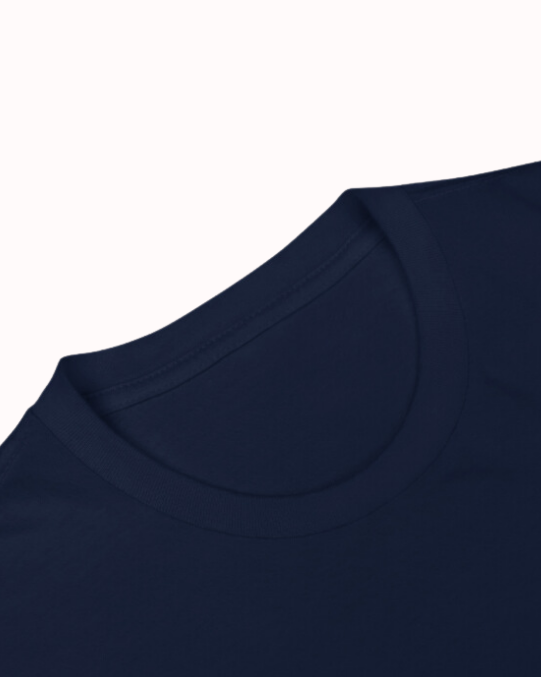 Close-up of a navy neck T-Shirt showcasing its clean neckline and a visible seam, emphasizing the high-quality fabric. Perfect for fans of funny merchandise, bold humor, and witty sarcasm.