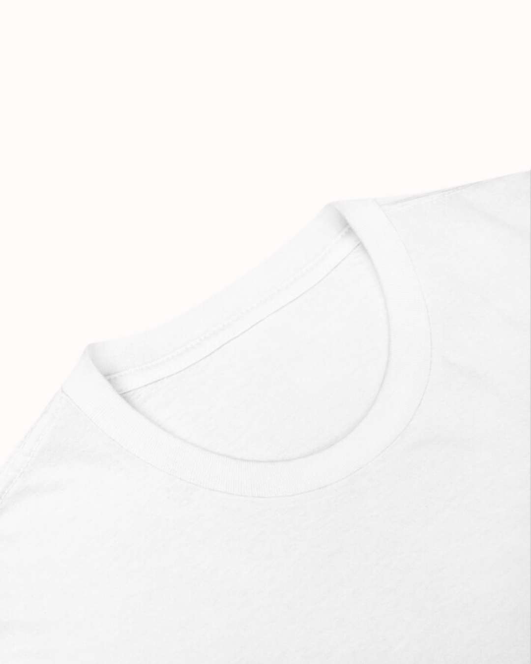 Close-up of a white neck T-Shirt showcasing its clean neckline and a visible seam, emphasizing the high-quality fabric. Perfect for fans of funny merchandise, bold humor, and witty sarcasm.