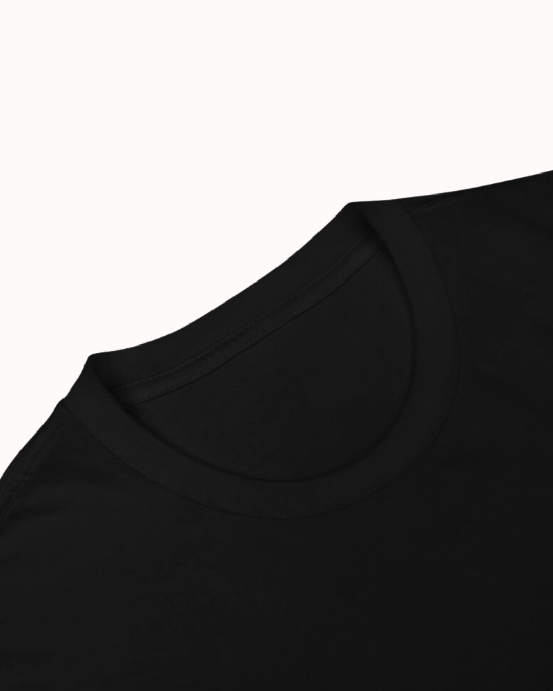 Close-up of a black neck T-Shirt showcasing its clean neckline and a visible seam, emphasizing the high-quality fabric. Perfect for fans of funny merchandise, bold humor, and witty sarcasm.